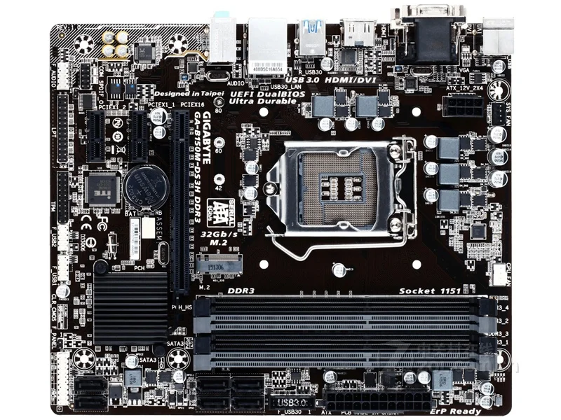 Gigabyte GA B150M DS3H DDR3 рабочего Материнская плата B150 LGA 1151 Core i7 i5 i3 32G SATA3 USB3.0 M.2 микро atx