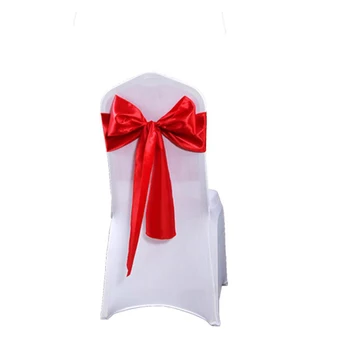 

50Pcs/Lot Satin Fabric Wedding Chair Sashes Event Party Chair Cover Sashes Bow Tie Ribbon Band Banquet Hotel Chair Sashes Decor