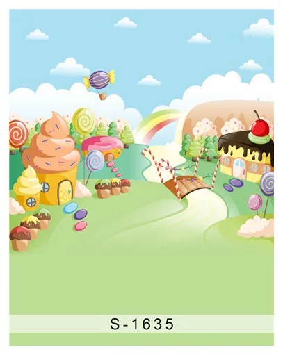 5 X7Ft Rainbow Sky Clouds Candy Land Ice Cream House Garden Custom Photo Studio Sfondo Banner Vinile 220Cm X 150Cm