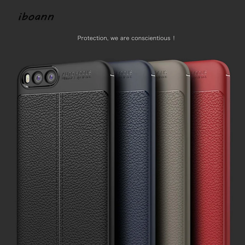 

iboann Luxury Soft Silicon Litchi Striae Leather tpu Case for xiaomi mi 6 phone Protection cases cover for xiaomi 6