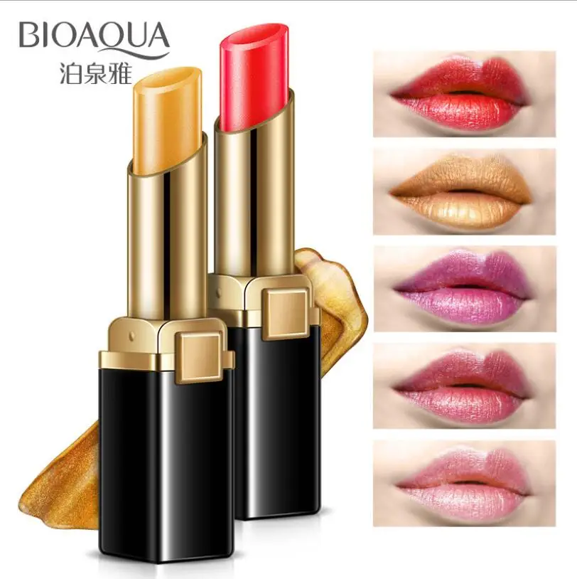 

5 Colors Gold Lipstick Brilliant lips Gloss Refreshing Long Lasting Lipstick Women Sexy Luxury Glitter Makeup colour star Tool