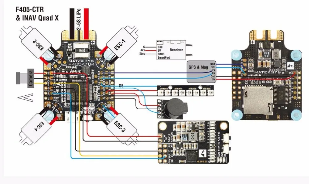 Matek Systems BetaFlight F405-CTR Контроллер полета встроенный PDB OSD 5 V/2A BEC ток Сенсор для дрона с дистанционным управлением для дистанционно управляемого мультикоптера