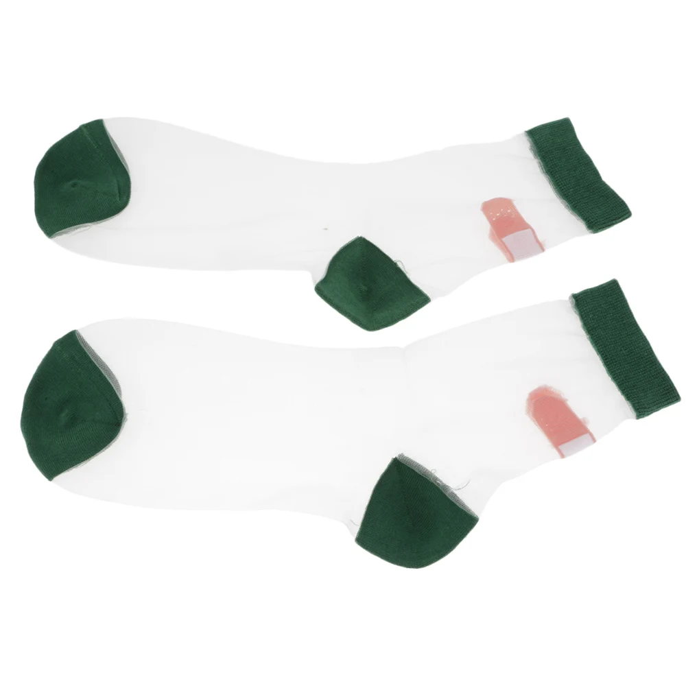 Новые женские весенне-летние короткие носки, прозрачные шелковые чулки, 1 пара - Цвет: Зеленый