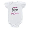 Newborn Baby Boys Girls Short Sleeve Letter Print I'm Being Promoted To Be A Big Sister Cotton Romper Summer Baby Clothes 3