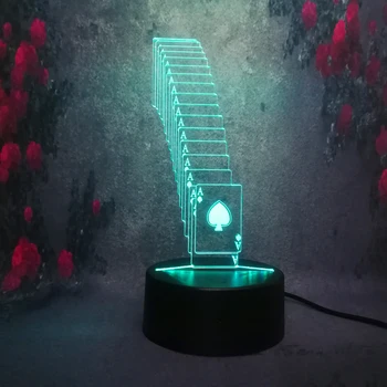 

3D LED Mood Night Light USB Charge Bulb Poker Playing Card Home Cafe Bar Atmosphere Decor Gradient Table Lamp Kid Holiday Gifts
