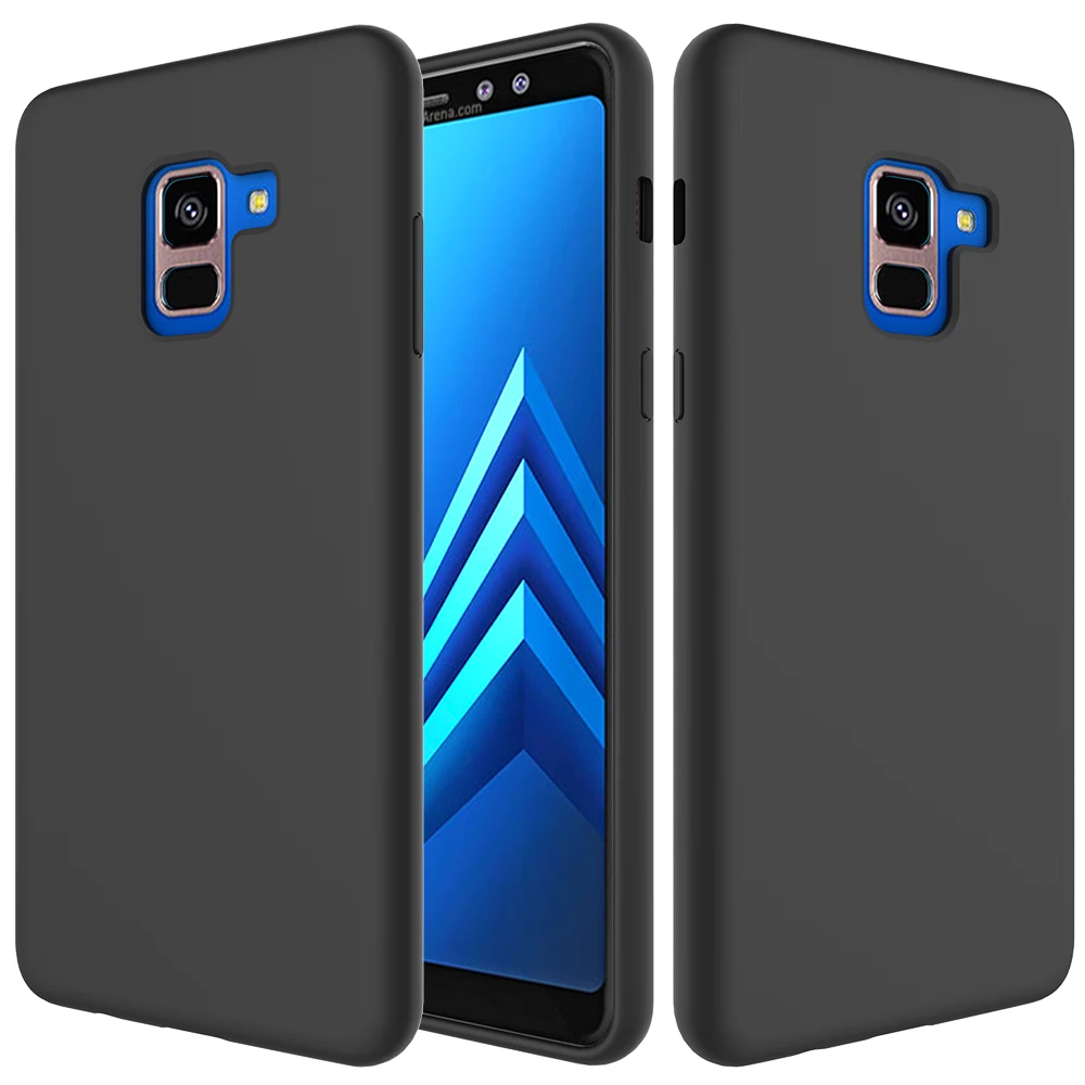 Для samsung Galaxy A8 Plus мягкий жидкий силиконовый чехол-накладка для samsung A8 plus A9 S10 5G A70 M20 M10 A9S чехол s - Цвет: black