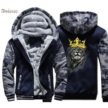 

Lion King Hoodie Men Animal Print Hooded Sweatshirt Coat Winter Warm Fleece Thick High Quality Cool Jacket New Brand Streetwear