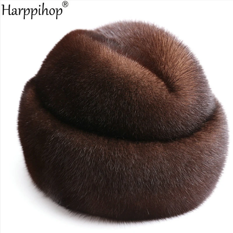 men mink fur hat New Fashion Men's Artificial Mink Fur Winter Warm Hat / Cap Flat frosted Hat