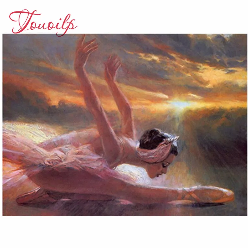 Touoilp Diamond Embroidery Portrait DIY Painting Ballet Girl Picture Of Rhinestone Full Square round Drill Home Decor | Дом и сад