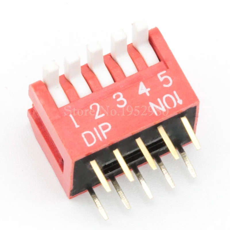 

10PCS/LOT Toggle Switch DIP 5 Pins Side Dial Red Snap Switch 2.54MM