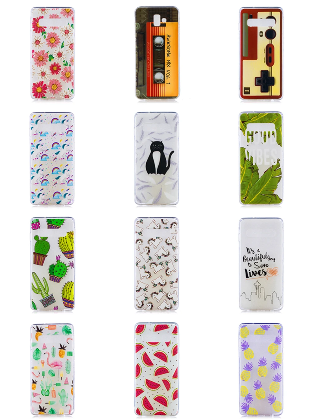 

Case For Samsung Galaxy S10 Lite S10 Plus S10 J4/J6 Plus A7/A9 2018 A750 Soft TPU Silicone Cartoons transparent Phone Skin Cover