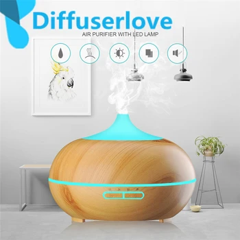 

Diffuserlove 300ml Air Humidifier Ultrasonic Aroma Essential Oil Diffuser Wood Grain Cool Mist for Office Bedroom Living Room