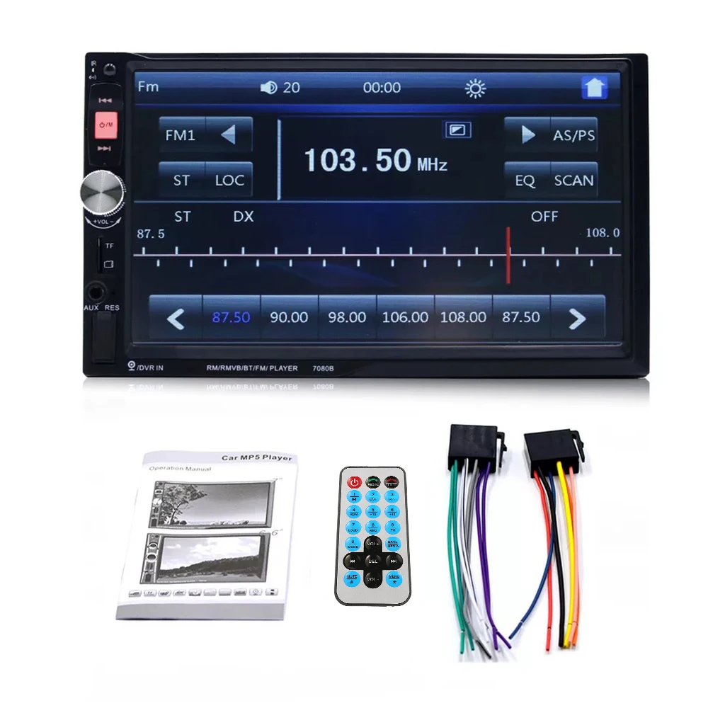 

2 DIN Car Stereo Radio MP4/MP5/ MP3 Players with 7 inch HD Touch Screen Hand-free BT Radio 7080B Remote Control Car Styling