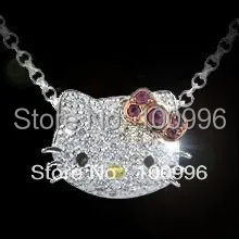 Lovely Hello Kitty Jewelry With Pink Bow Crystal Rhinestone Hello Kitty ...