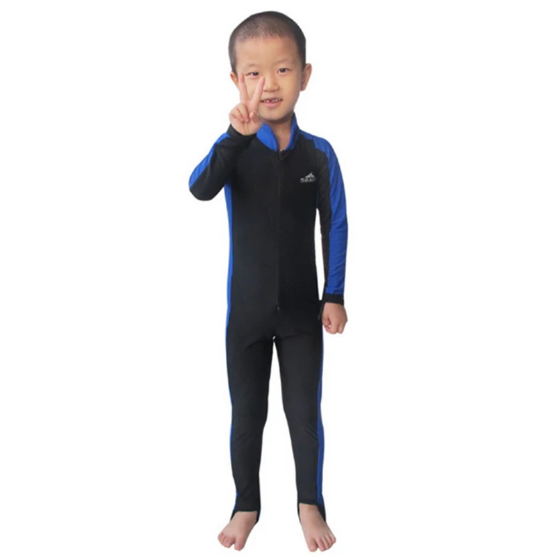 Детские костюмы для плавания; Солнцезащитная водолазный костюм для мальчиков и девочек эластичность гидрокостюм для детей Для мальчиков из плотной ткани UPF50+ всего тела гидрокостюмы - Цвет: blue