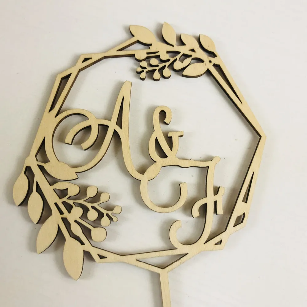 Personalized Initials letters Wedding Cake Topper, Custom Rustic Wreath Paraaf cake topper ,Wedding cake topper Decor Supplies (3)