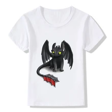 Летняя футболка для мальчиков, Детская футболка с принтом «Как приручить дракона» для мальчиков и девочек, детская одежда, 2-8 лет, KTP5197