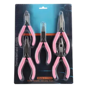 

Pink 5pcs Mini 4in Metal Pliers Set Kit Cutter Handwork Pliers Jewelry Crafts Tool High Quality Jewelry Making Tool For Jeweler