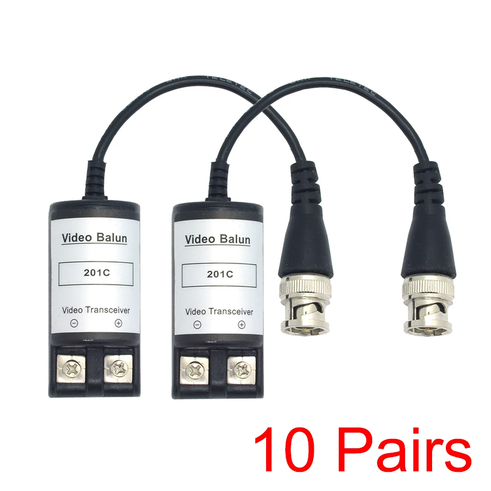 

10x Video Transceiver UTP Balun Passive BNC Male Cable Cat5 Twisted Transmitter