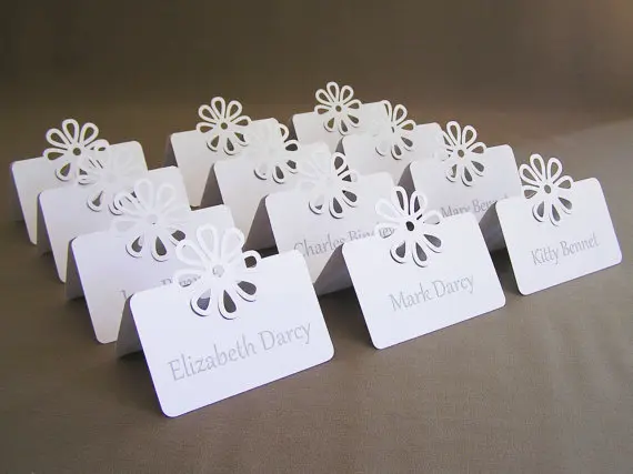 blank Flower Wedding Placecard tent place cards bridal baby shower Rehearsal Dinner  Seating  table number name Escort Card