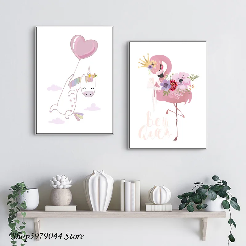 

Nordic Poster Baby Girl Nursery Pink Swan Painting Cartoon Poster And Prints Kids Decoration Pictures Bedroom Decor Unframed