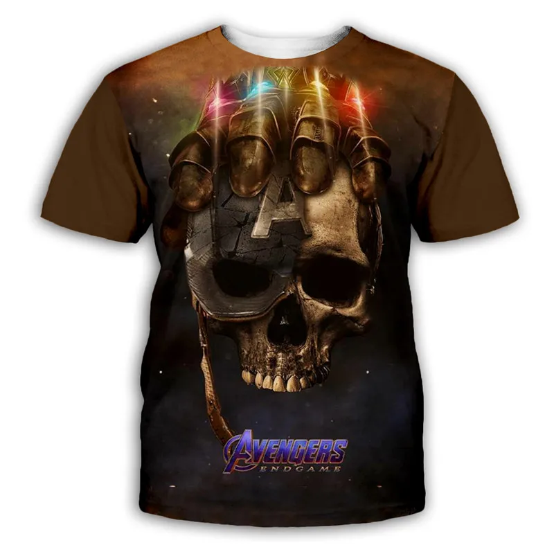 

Skull Captain America tShirt Men Marvel Avengers Endgame 3D Print T-shirts iron man tee War Thanos Fitness women casual Tops