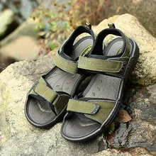 BVNOBET/Брендовые мужские сандалии; Летняя обувь из натуральной кожи; качественные мужские уличные кожаные сандалии; мужские шлепанцы; Sandalias Masculino