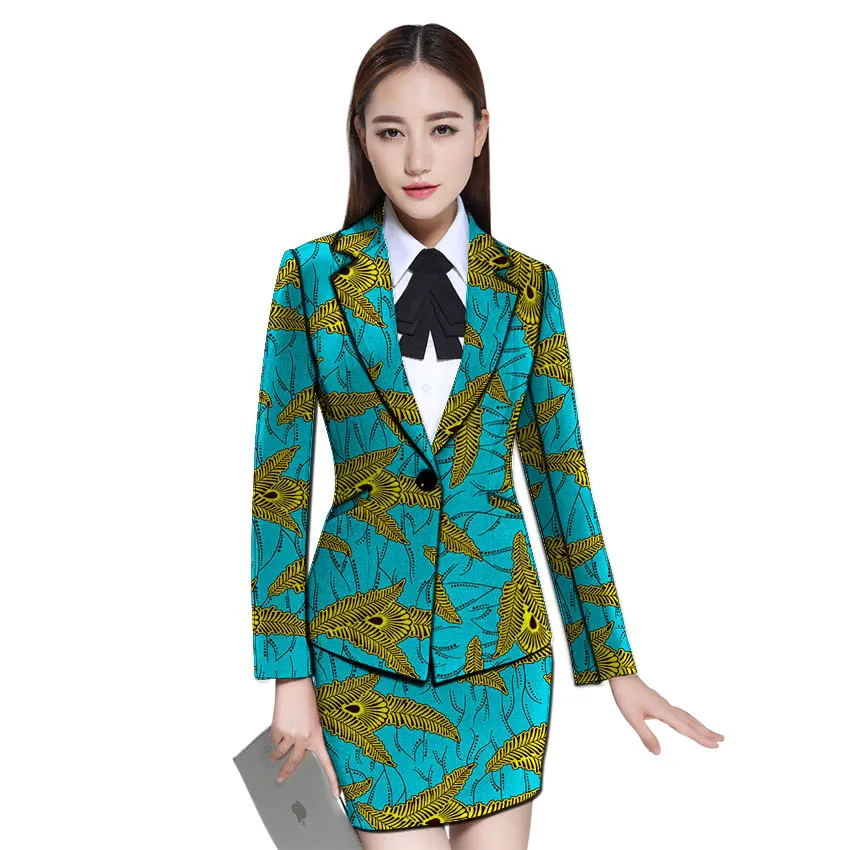 African clothes women print blazer with skirt Ankara fashion skirt and jacket sets female outfits dashiki suits