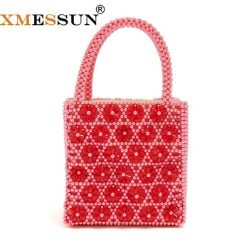 

XMESSUN Pearls Bag Beading Box Totes Bag Women Party Elegant Handbag 2020 New Summer Luxury Brand White Red High Quality F04