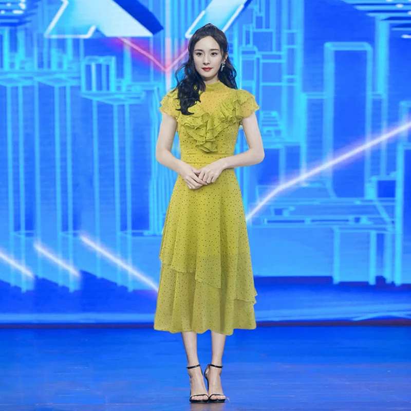 

HIGH QUALITY Newest 2019 Summer Runway Dress Women's Butterfly Sleeve Dot print Dress