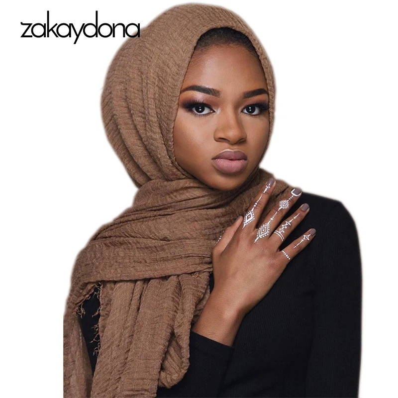 

zakaydona Cotton Hijab Scarf Plain Islam Muslim Hijab Echarpe Female Wrap Shawls Sjaal Vintage Soft Brown Scarves For Women 0006