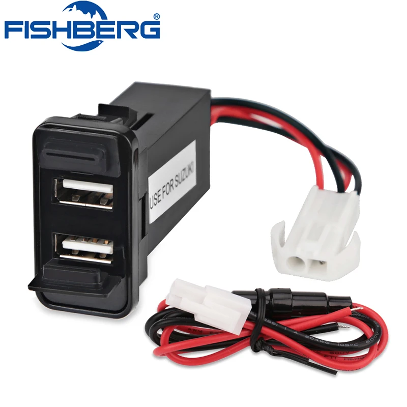 FISHBERG для Mazda Honda Suzuki Mitsubishi Dual USB зарядное устройство dapter мощность 5 В 2.1A автомобильное двойное USB зарядное устройство разъем интерфейс зарядки