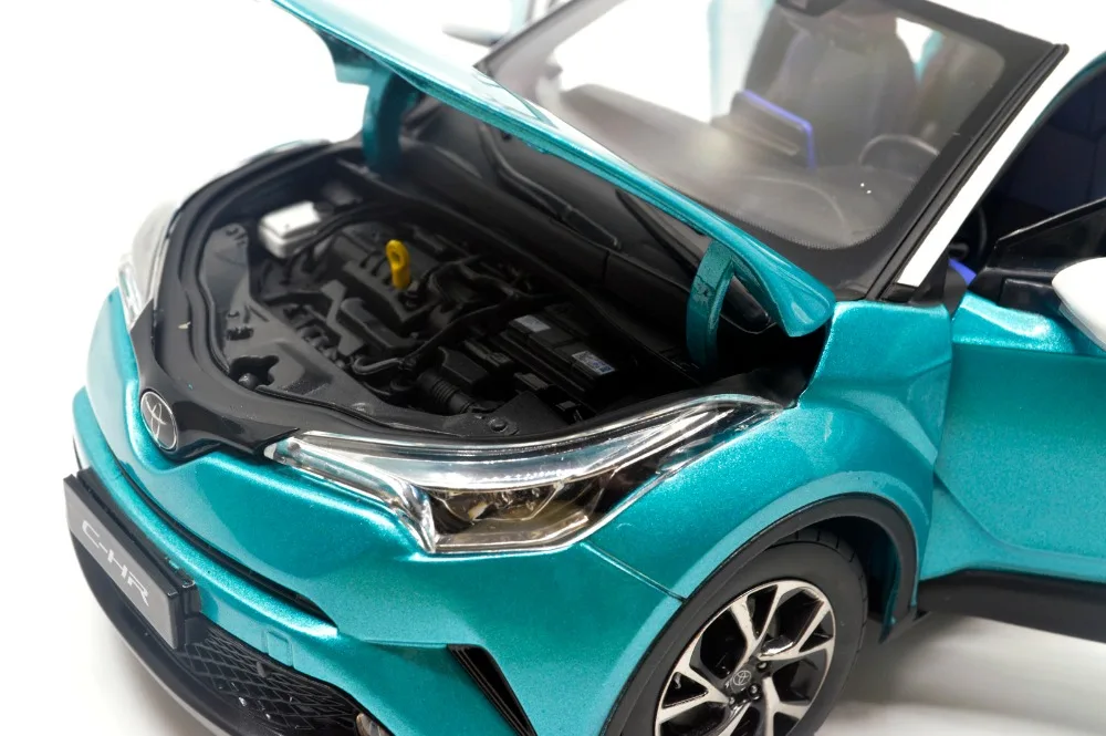 Модель Paudi 1/18 1:18 Масштаб Toyota C-HR CHR сине-белый внедорожник литой модельный автомобиль игрушка, модель автомобиля двери открытые