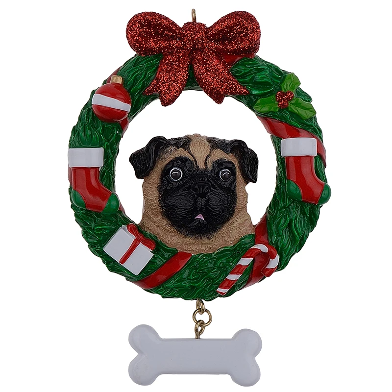 

Maxora Yellow Pug Dog Resin Crafts Shiny Personalized Christmas Ornament Hand Painted For Pug Owners gifts or Home Decor
