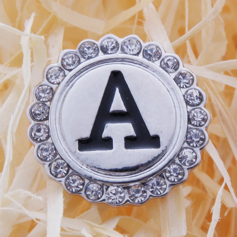 diy snaps 18MM letter snaps buttons jewelry interchangeable rhinestone