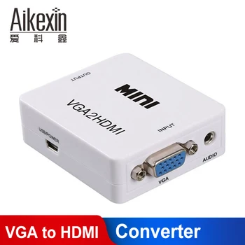 

Aikexin VGA to HDMI,1080P Mini VGA to HDMI Audio Video Converter VGA2HDMI Adapter Box With USB Charge cable Support HDTV