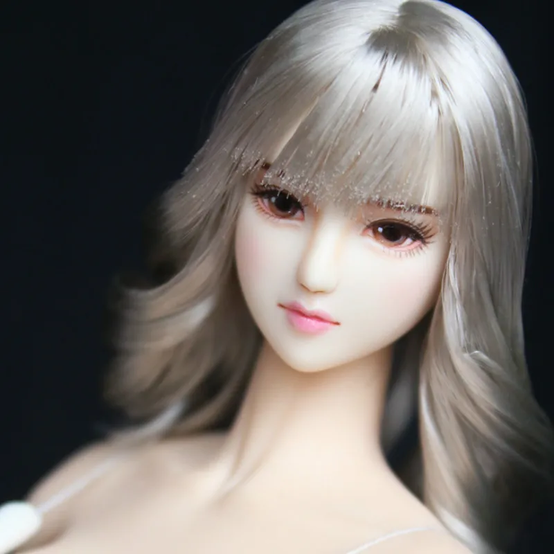 

Estartek Hand Makeup Customized SY42 1/6 Silver Hair Beauty Obitsu Head Sculpt for Phicen Tbleague Action Figure DIY