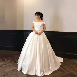 Robe De Mariage 2019 бальное платье Атлас перевязи свадебное платье Vestido Novias принцессы Роскошные развертки поезд