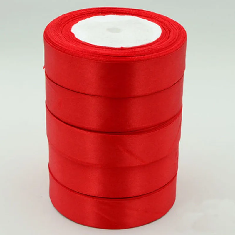 25 ярдов 1 "25 мм красная атласная лента для Свадебная вечеринка украшения пригласительная карта Подарочная упаковка принадлежности для