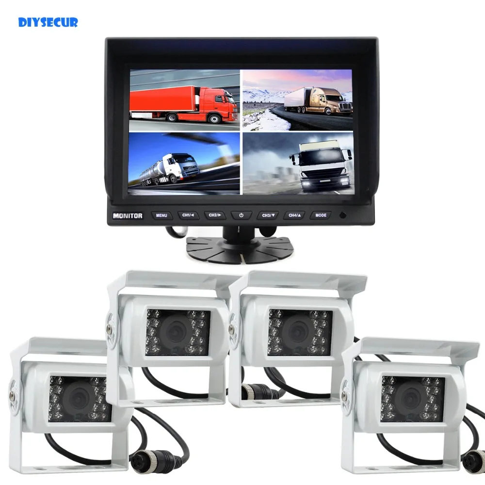 

DIYSECUR 9Inch Split QUAD Car Monitor + 4 x IR Night Vision Rear View Car Camera Waterproof for Car Truck Bus Reversing Camera