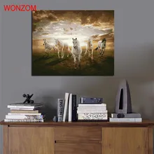 Horses running Painting by numbers DIY digital poster animal kits acrylic color drawing by numbers for living room schilderen