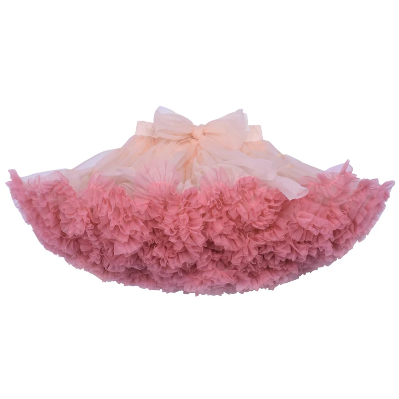Юбка-пачка для девочек, экстра-Пушистый юбка-пачка для принцесс, мягкие фатиновые юбки для танцев для девочек, для детей 1-10 лет - Цвет: peach with coral