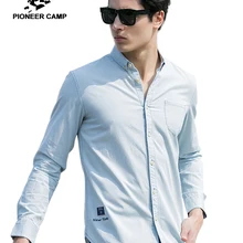 Пионерский лагерь, новинка, модные мужские рубашки, одноцветные, облегающие, повседневные, мужские, светские рубашки с длинным рукавом, импортные, британский стиль, 666203