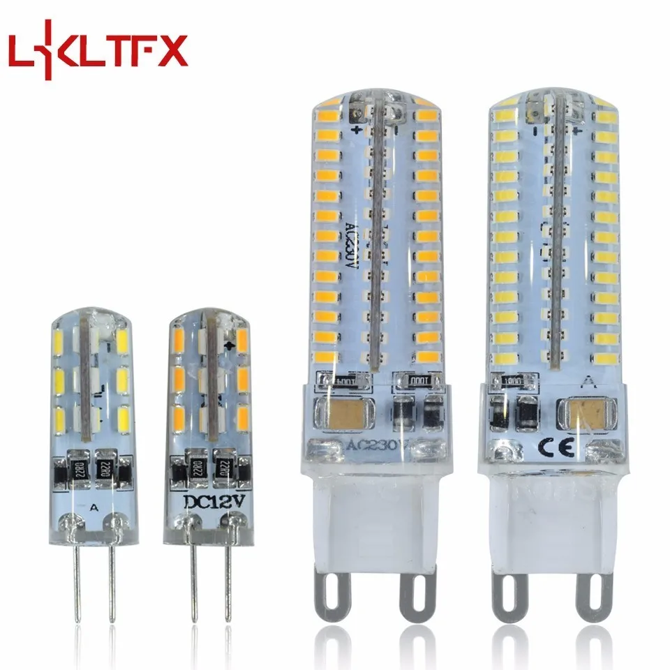 G4 лампада лампы трубы 220 В DC 12 G9 SMD 3014 теплый белый 360 градусов Светодиодные