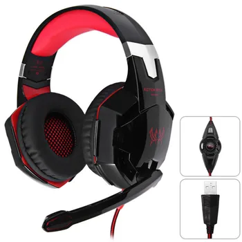 

KOTION EACH G2200 Gaming Headphone 7.1 Surround USB Vibration Game Headset Headband Headphone with Mic LED Light for PC Gamer