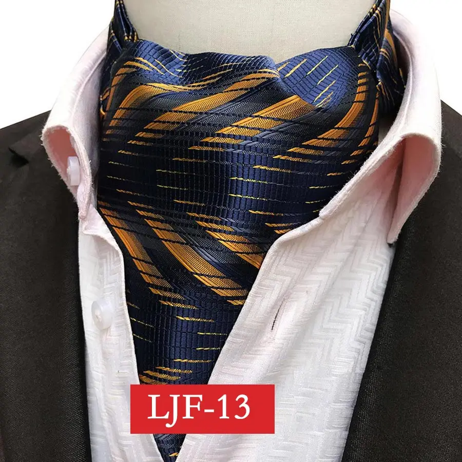 YISHLINE Мужской Шелковый шейный платок Галстук Пейсли Цветочный формальный галстук аскотские Галстуки Scrunch самостоятельно британский джентльмен галстук Свадебная вечеринка - Цвет: LJF-13