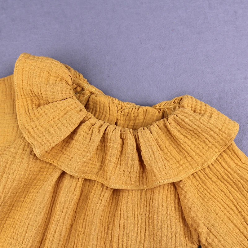 Платье с длинными рукавами для маленьких девочек детское весеннее хлопковое и льняное платье винтажное платье-рубашка качественная блузка осенняя одежда BBT067