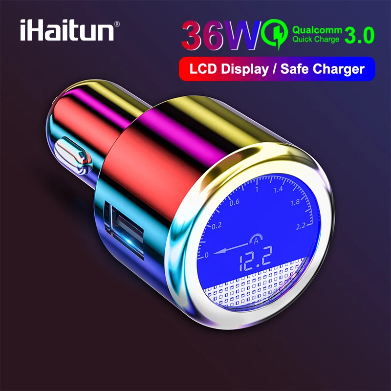 IHaitun роскошный 36 Вт ЖК USB Автомобильное зарядное устройство для samsung Быстрая зарядка 3,0 QC QC3.0 USB для iPhone Xiaomi Redmi K20 Note 7 OnePlus
