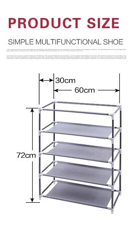 5-ти слойной обувной шкаф Водонепроницаемый Ткань Оксфорд легкая полка для обуви многоэтажных бытовой в сборе для экономичной для школьного общежития