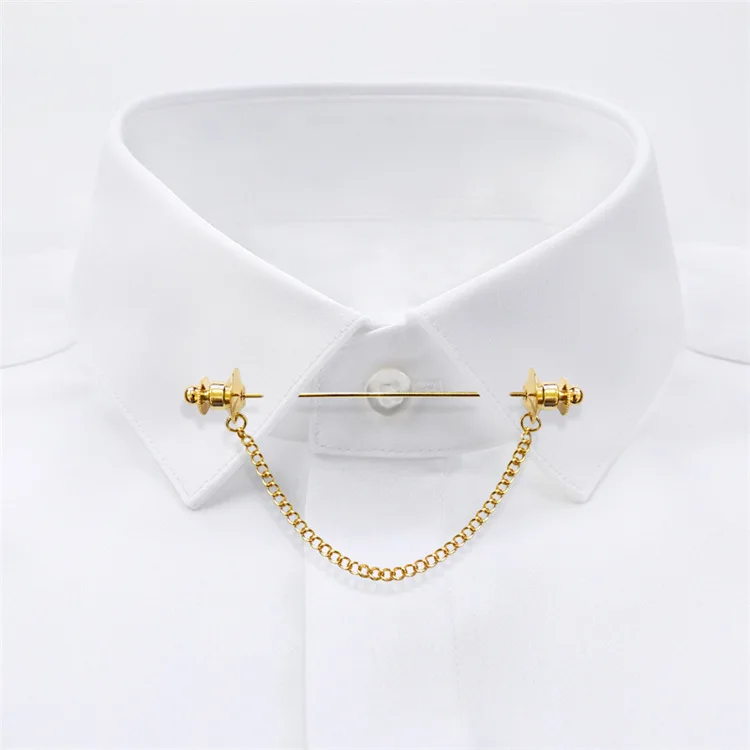 

Simple Personality Gold Silver Pins Brooches Metal Chain Tassel Shirt Collar Lapel Pin Fashion for Women Men Accessories Jewelry